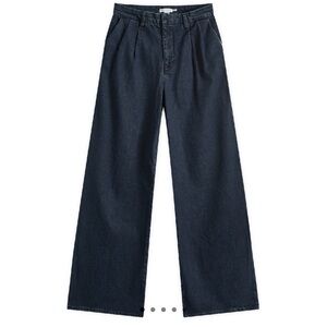 Good American 90's Pleated Trouser 
Wide-Leg Dark Blue Jeans 22 GFD174 NEW NWT